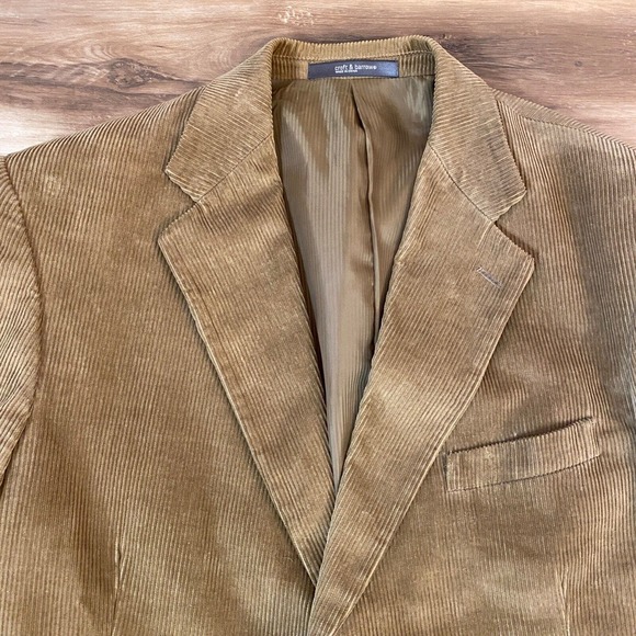 Croft & Barrow Corduroy Blazer Mens 46L 2 button Cotton Khaki Lining - Picture 2 of 15